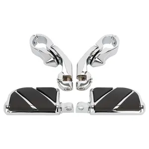 Short Angled Adjustable Highway Foot Pegs & Clamps | Chrome