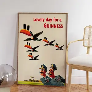 Lovely Day For A Guinness Vintage Poster Unframed, Old Retro, Apartment Vintage Wall Art Decor, Home Decor, Unique Gift, Pub Bar Decor, Decor for Kitchen