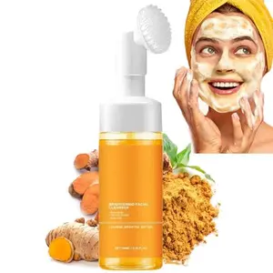 Turmeric Face Wash with Brush,honey glow, face wash ,moisturizer,Turmeric Foaming Face Cleanser , Deep Cleansing Exfoliating Moisturizing for Women, men,All Skin (1,Face wash)