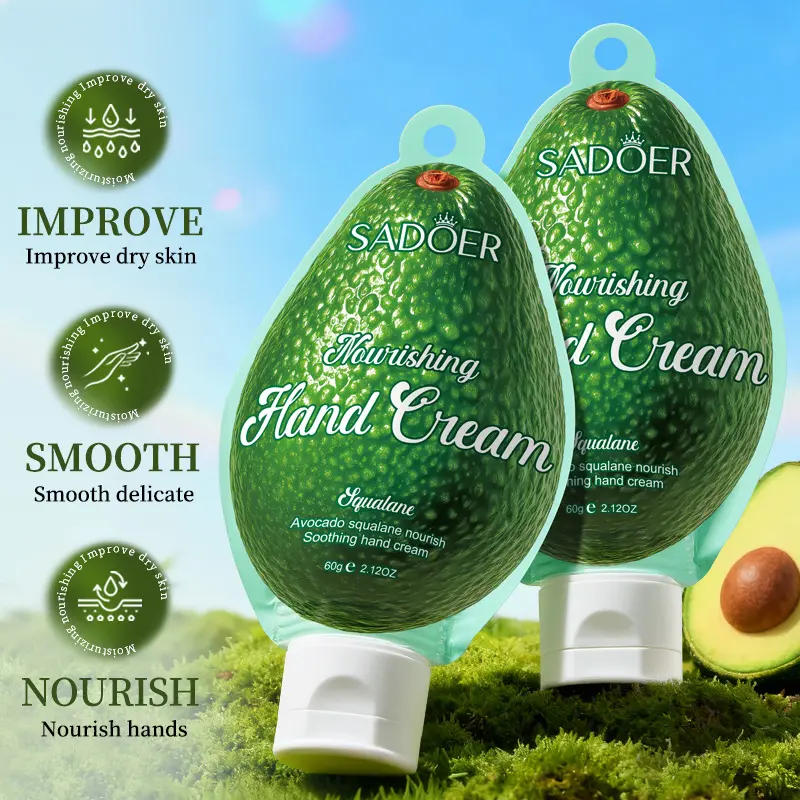 Cute Fruit Shape Mini Hand Cream, Moisturizing Hydrating Repair Dry Cracked Hands, Vitamin E/C/Squalane/Jojoba Oil/Hyaluronic Acid Travel Size Hand Lotion, 100ml 5 Scents Strawberry Avocado Grape Peach Orange