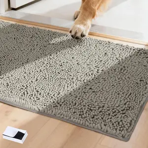 Door Mat for Muddy Paws, Super Absorbent Entry Indoor Entryway Carpet, Quick Dry Chenille Mud Mat for Dogs, Machine Washable Non-Slip Pet Rug XH085 (Grey,19''x30'')