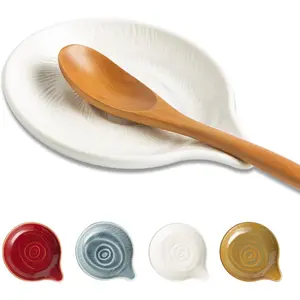 Ceramic Spoon Holder for Stove Top, Spoon Rest for Kitchen Counter, Cooking Utensil Holder for Ladles, Farmhouse Kitchen Decor Coffee Spoon Rest, 1 Pack White (No Spoon Included)