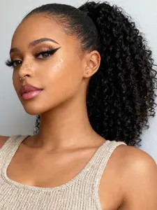 14Inch Short Afro Kinky Curly Drawstring Ponytail - Voluminous Synthetic Clip-In Hair Extension, High-Temperature Fiber, Easy Style for All Women, Ponytail Hair Extensions