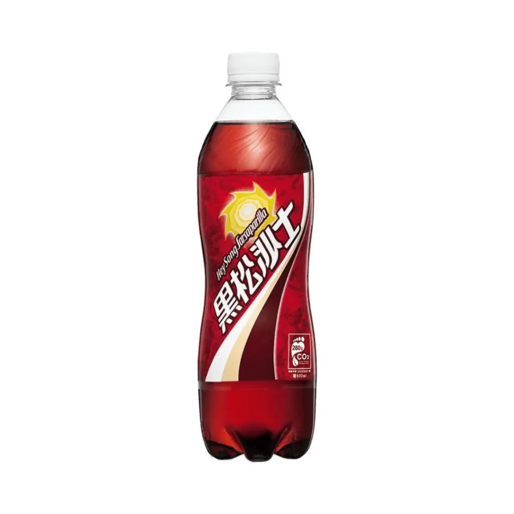 HeySong Sarsaparilla Fizzy Beverage Drink - 600ml, Herbal, Soda, Root Beer, Carbonated Water (87%), Sucrose (6%), High Fructose Corn Syrup (6%), Antioxidant (E330), Caramel, Flavour.