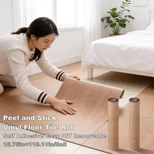 2roll/4roll / Self-Adhesive Wood Grain Floor Sticker Roll, Soundproof Waterproof Thickened Flooring Covering, DIY Removable Vinyl Sheet for Living Room