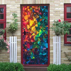 2pcs Stereoscopic Diamond Wall Stickers with Colorful Geometric Patterns, Crystal-like Glossy Texture, Suitable for Decorating Doors Walls Furniture, Self Adhesive Easy Installation, Waterproof Wear Re