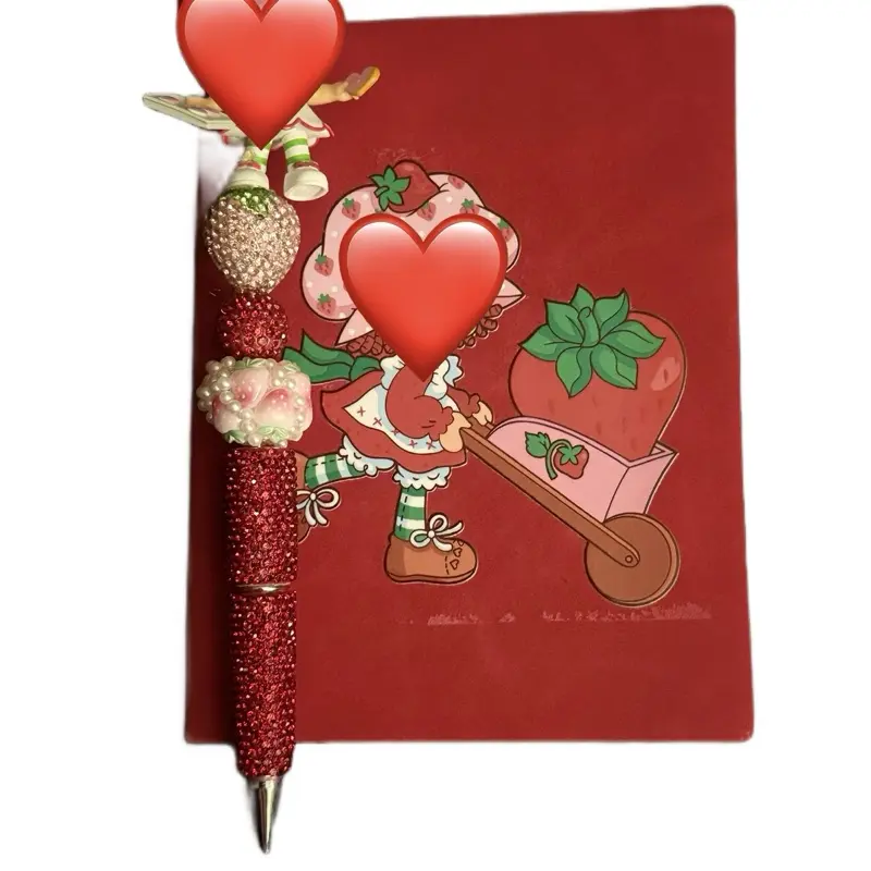 Strawberry Pen & Journal Set with Sparkling Red Design and Cute Strawberry Motif Perfect for Writing and Note-taking