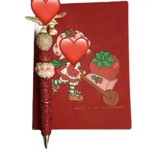 Strawberry Pen & Journal Set with Sparkling Red Design and Cute Strawberry Motif Perfect for Writing and Note-taking