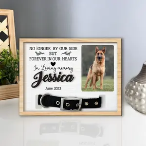 Personalized Pet Memorial Collar Sign – Custom Pet Collar Holder, Loss of Dog Gift, Bereavement Keepsake, Memorial Standing Frame with Photo Print