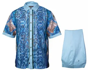 Prestige Linen Shirt/Pants Set # LUX660 Blue