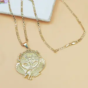 18K Gold Plated Liberty Eagle Coin Pendant Necklace, Vintage Commemorative Sweater Chain, Euro American Versatile Women Jewelry, Hypoallergenic Boho Neck Accessory for Daily Party Wear