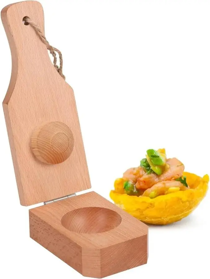 Universal Stuffed Plantain Press (Tostonera Relleno) – 8 in (21 cm) – Heavy-Duty Manual Plantain Mold – Imported