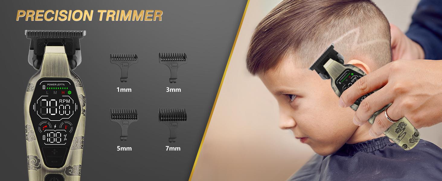 Hair Clippers for Men Professional, T-Blade Hair Trimmer for Men, Electric Shaver Razor, Beard Trimmer, 3 in 1 Cordless Barber Clippers and Trimmers Set, Haircutting Kit LCD Display (Bronze)