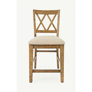 Telluride Rustic Farmhouse Solid Wood Upholstered Counter Stool (Set of 2)
