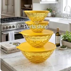 	Prisma Polycarbonate Mixing Bowl Set – 14 Cups + 10-cup +(2) 2-Cup Bowls – Yellow – Durable & BPA-Free