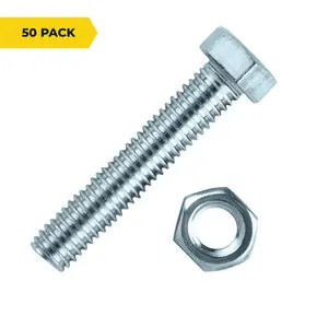 M10 3/8" x 1 1/2" Hex Bolt with Nut (50 Pack)