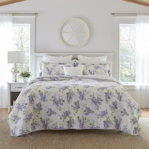 - Queen Set, Reversible Cotton Bedding with Matching Shams, Lightweight Decor for All (Keighley Lilac, Queen)