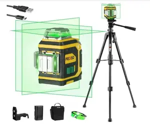 #fathersdaygift PREXISO Rechargeable 360° Self Leveling Green Laser Level with Tripod, Magnetic Base, Glasses - For Construction, Tile, Home Renovation