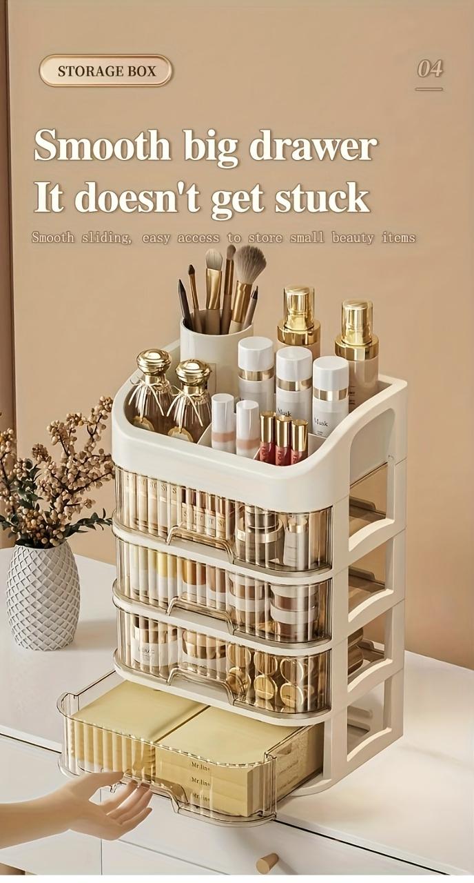 3-Layer/5-Layer Fashionable Dust-Proof Cosmetic Storage Rack Box - Lightweight Plastic Storage Rack, Suitable for Skincare Products, Masks And Lipsticks | Ideal Choice for Bathroom Countertop, The Perfect Storage Solution for Halloween And Christmas