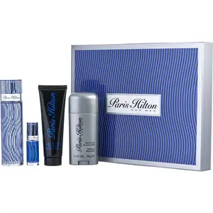 Paris Hilton Man Set-Edt Spray 3.4 Oz & Hair And Body Wash 3 Oz & Deodorant Stick Alcohol Free 2.75 Oz & Edt Spray 0.34 Oz Mini For Men