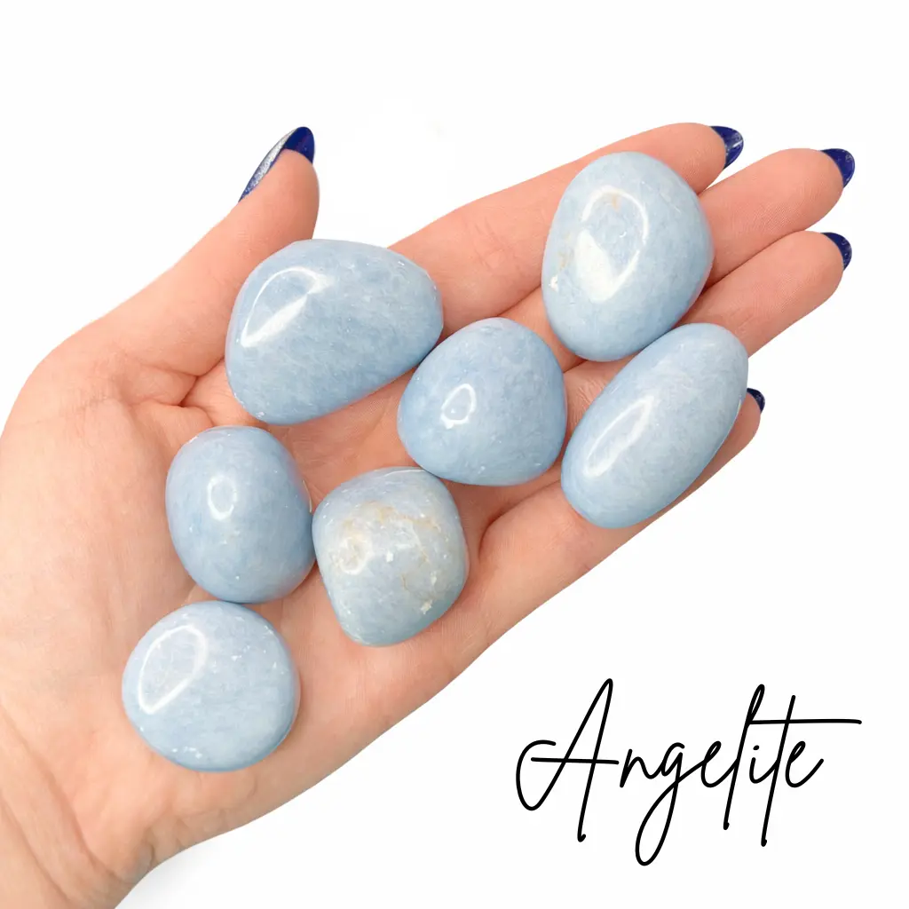 Angelite Tumbled Stone, Tumbled Angelite, Healing Angelite