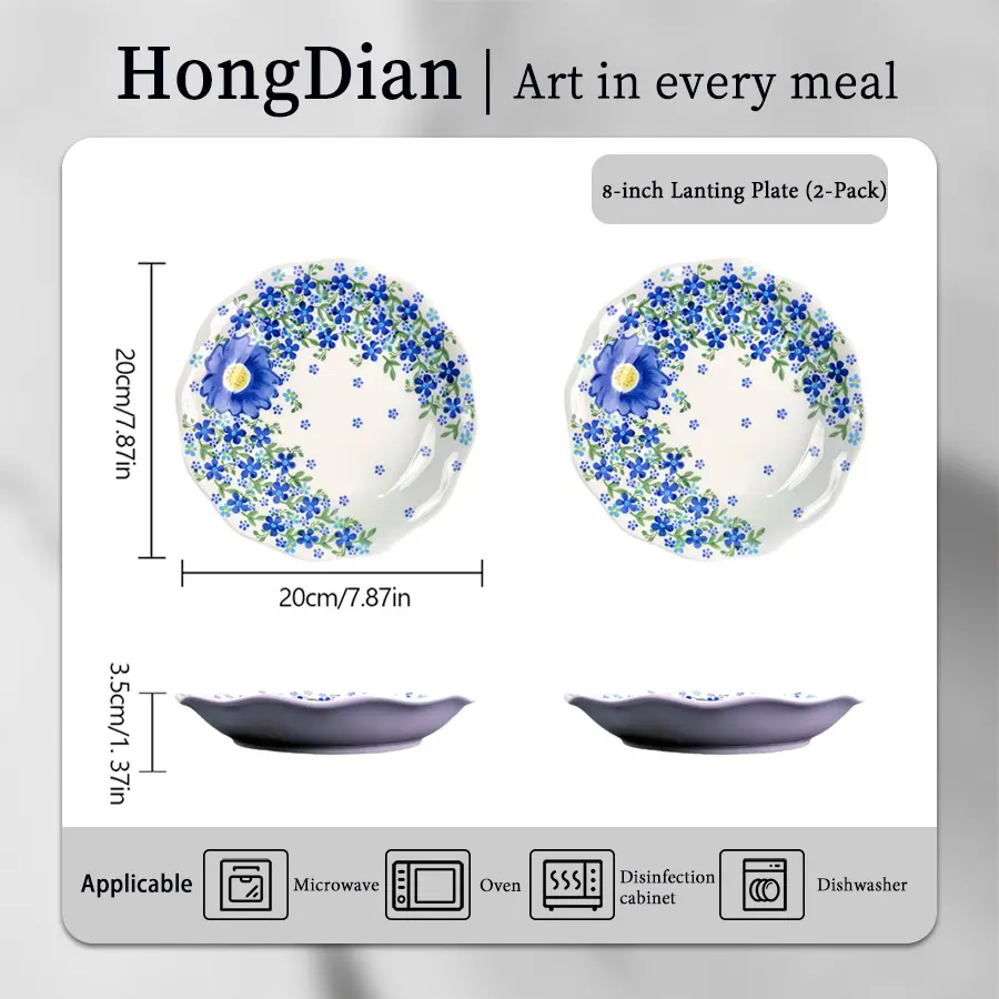 8" Blue Pavilion Dinner Plates 2pcs