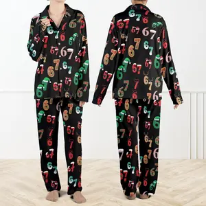 DNS_ Six Seven Meme Christmas Contrast Pajamas Set For Women And Kids, Funny Christmas PJs, Viral Number Print Sleepwear,Matching Xmas Loungewear