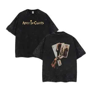 Retro Limited Alice In Chains Poker T-Shirt, Rock Band Unisex Oversized Heavy Cotton Washed Tee, Gothic Emo Alt Punk Y2K Clothes, Rock Music Merch y2k,Vintage,Streetwear Graphic,Re y2k,Vintage,Streetwear Christmas gift,Thanksgiving gift,Cyber Monday