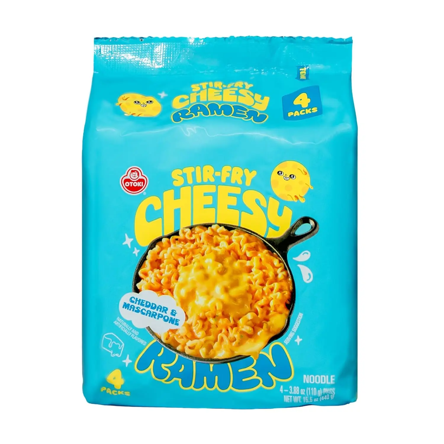 Cheesy Ramen Noodles, Mac & Cheese Meets Ramen, Cheddar & Mascarpone Flavor, Korean Instant Ramen, 3.88 oz Pack of 4