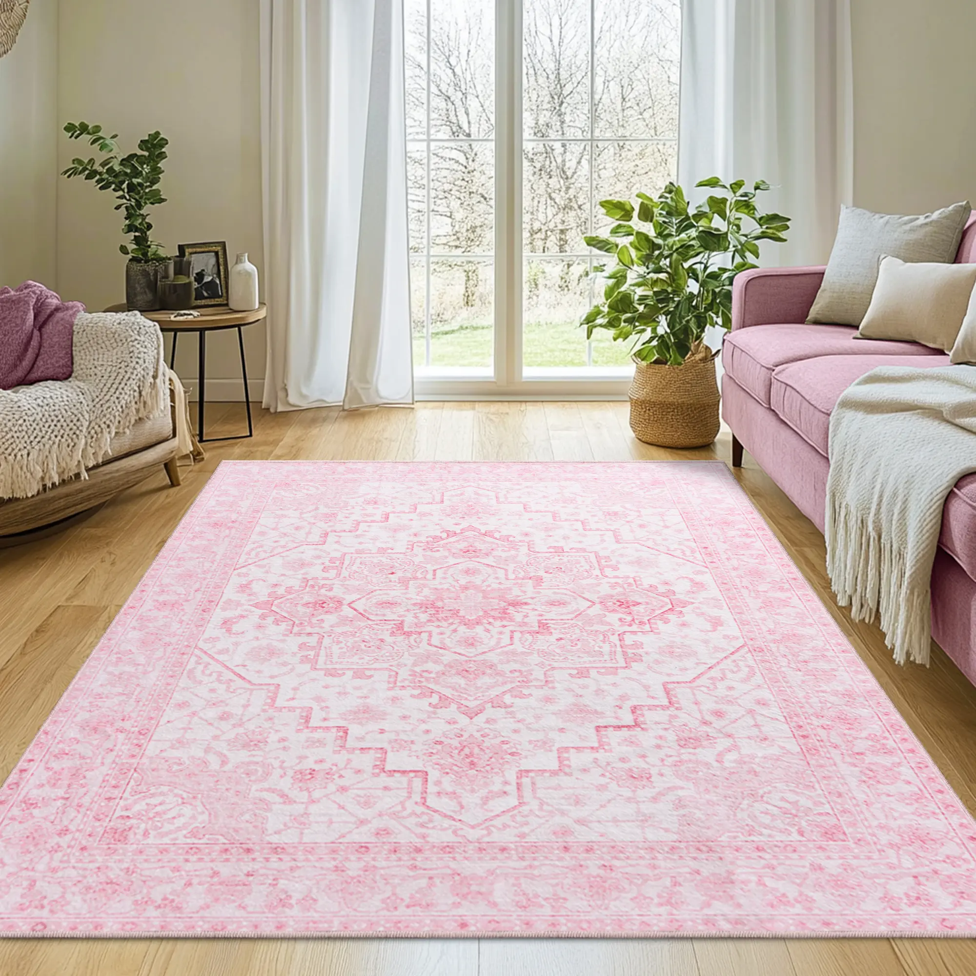 【Back to School】【Summer Sale Deals】EIKIONE Bohemian Distressed Rug Non-Toxic Soft Anti-Slip Sizes 4x6-10x14 for Bedroom Living Room Nook Waterproof Stain-Resistant Easy Clean Distressed Geometric Boho Decor Solid Craftsmanship US Fast Shipping After-Sales