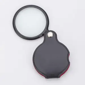 Foldable Handheld Magnifying Glass with Protective Case, 2.36 Inch Glass Lens for Reading, Maps, Jewelry Evaluation, Science Research, Office Stationery Supplies