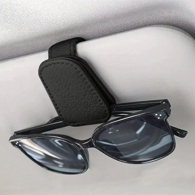 Car Sun Visor Storage Clip, Universal Car Sunglasses Holder, Car Glasses Clip, PU Leather Glasses Holder Auto Accessories