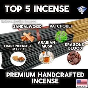 Top 5 Sampler Pack Handmade Premium handcrafted incense sticks. Bamboo Charcoal Fragrance Aroma Scent Scented