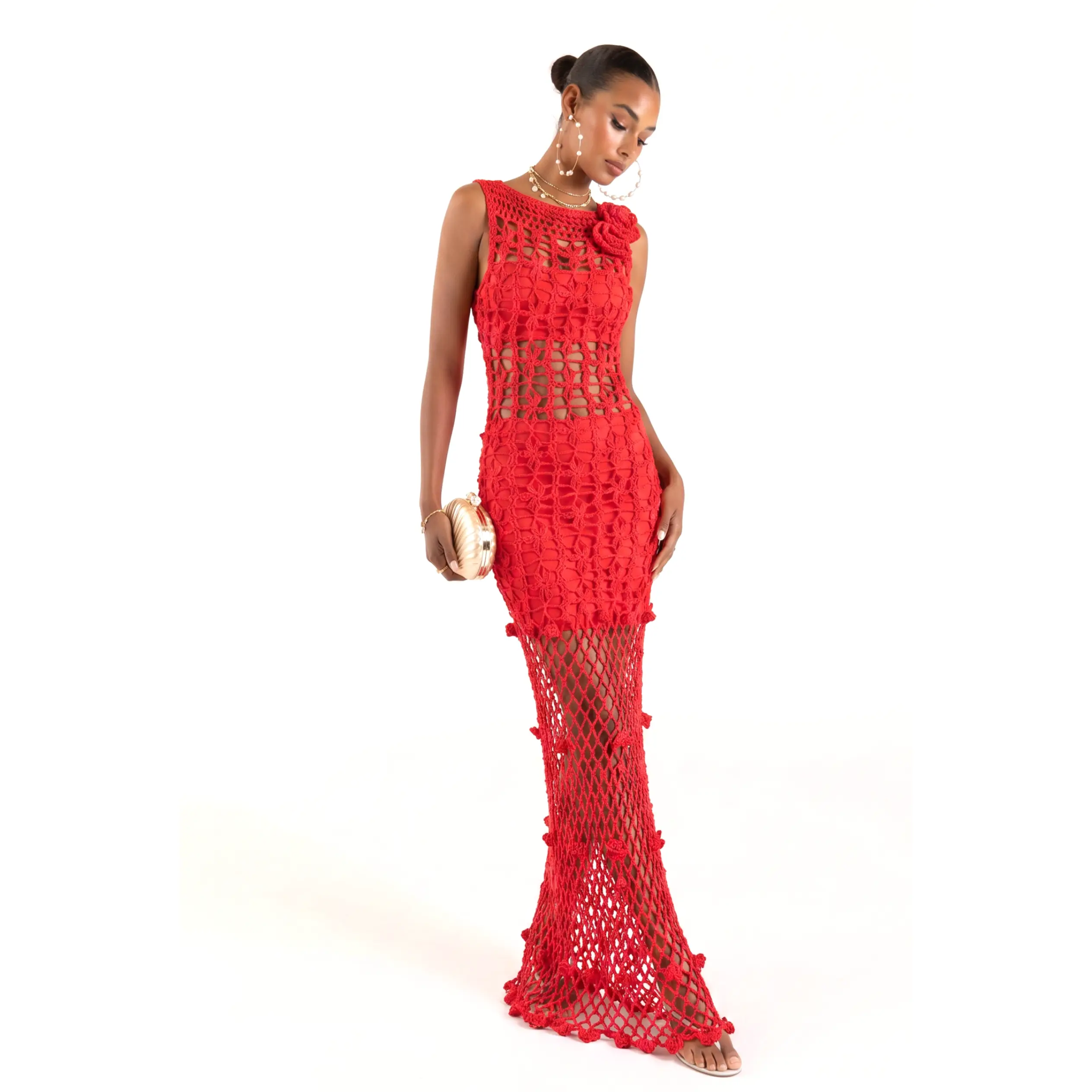 Cherry Handmade Maxi Crochet Dress