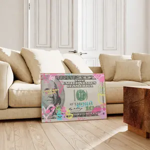 Preppy Art Print, Graffiti Wall Art, Money Poster Print, Preppy Poster Print, 100 Dollar Bill Wall Decor, Preppy Room Decor, Urban Wall Art, Room Decor Photo Burst