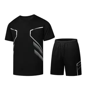 Men’s summer sports set: loose, breathable short-sleeve T-shirt + shorts two-piece outfit for night running, outdoor light training, stadium sports, and gym workouts Athleisure Wear