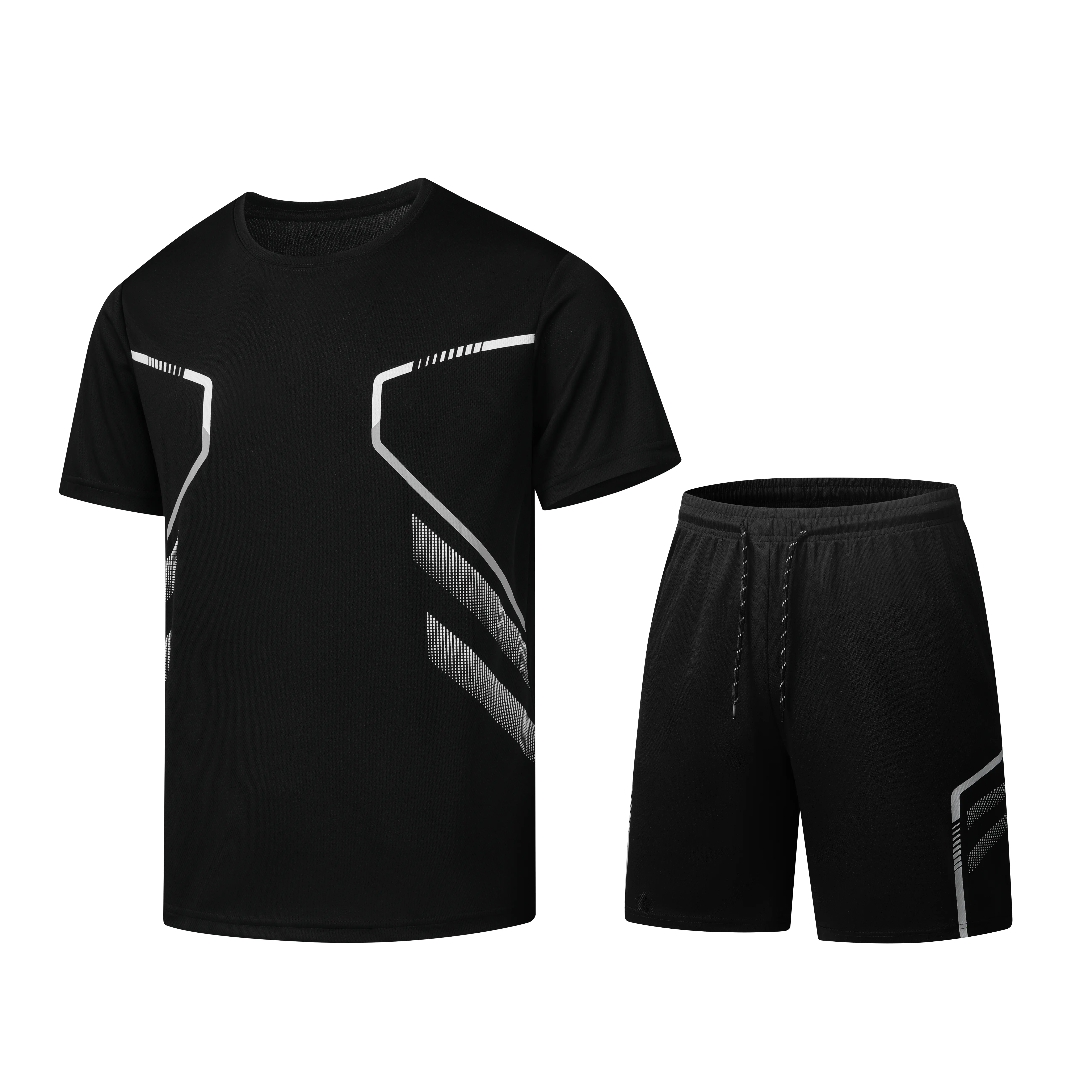 Men’s summer sports set: loose, breathable short-sleeve T-shirt + shorts two-piece outfit for night running, outdoor light training, stadium sports, and gym workouts Athleisure Wear