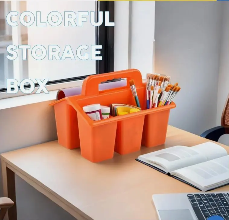 Classroom Caddy Storage Basket with Handle, 6 Pack Plastic Arts Office Crafts