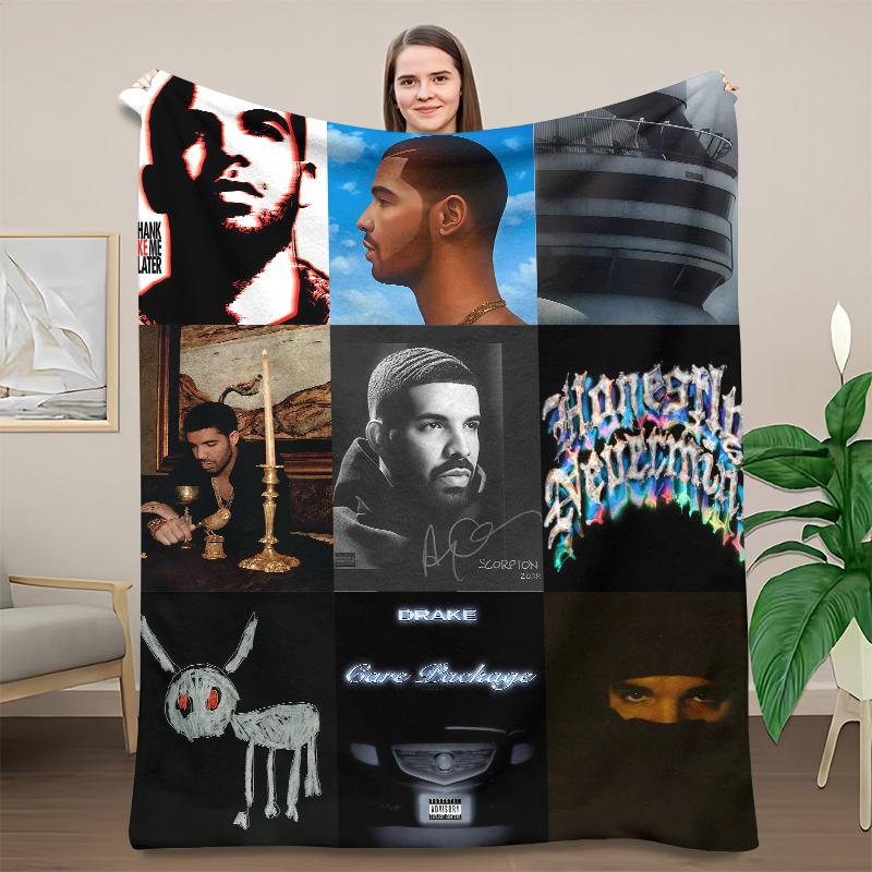 Drake Album Cover Collage Flannel Throw Blanket - Cozy Soft Bedding with Iconic Studio Album Art Prints, Ideal Gift for Drake Fans