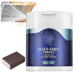Chef Cleaner Powder - Protective Kitchen Cleaner, Heavy Oil Stain & Grease Remover, Stubborn Stain Cleaner (1PC + Sponge) for Kitchens Cleaning Household