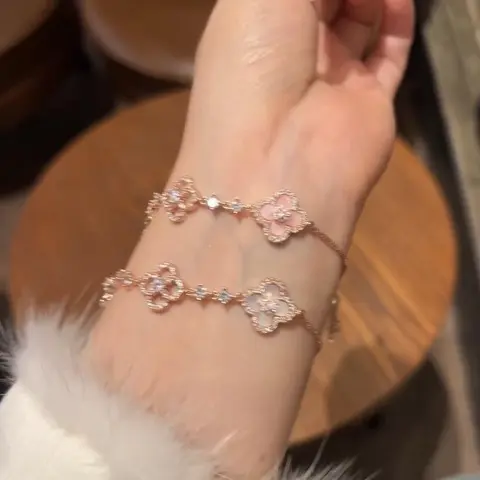 Zircon Rhombus Flower Hollow Adjustable Bracelet for Women - Elegant Cross-Border Design, Photoready Zircon Sparkle, Versatile Everyday & Party Accessory, Comfortable Adjustable Fit