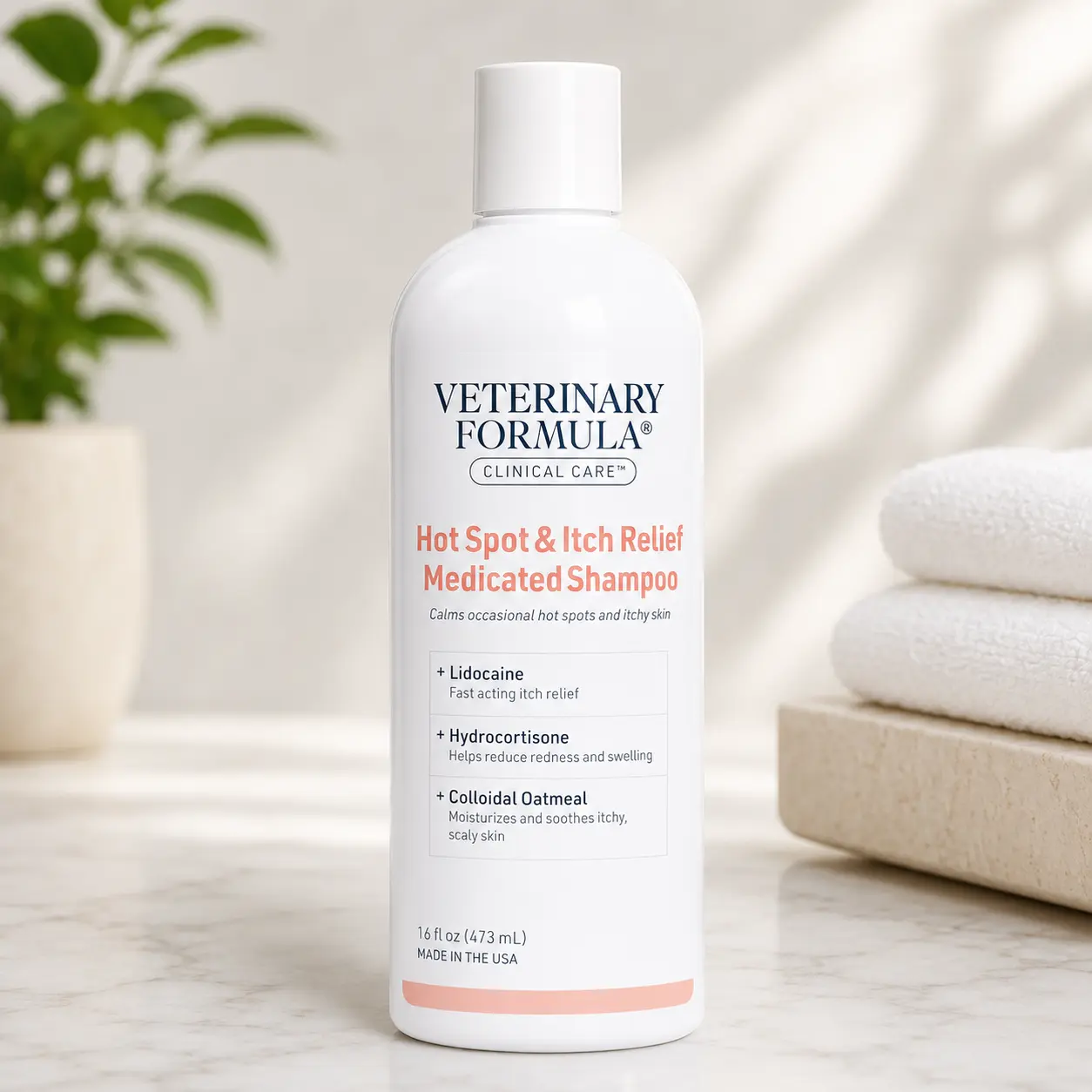 Veterinary Formula Clinical Care Hot Spot & Itch Relief Medicated Shampoo for Dogs and Cats 16oz – Helps Alleviate Sensitive Skin, Scratching, and Licking of Coat