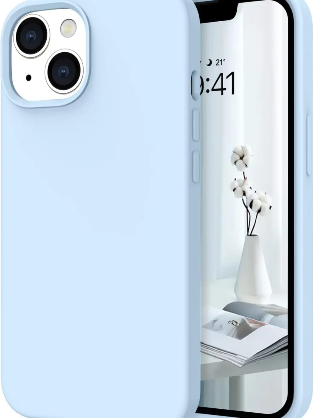 Compatible with "iphone 13" Case, Liquid Silicone Soft Gel Rubber iPhone 13 Phone Case Slim Fit Cover with Microfiber Lining Shockproof Protective Phone Cases for iPhone 13 6.1 inch, Baby Blue
