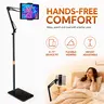 Tablet Floor Stand for Bed & Sofa, Heavy Base Hands-Free iPad Holder with Adjustable Height, Extendable Arm & 360° Rotating Holder, Fits 4.7–11" Tablets and Phones