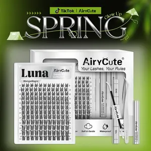 Luna | AiryCute MangaMagic Collection Upgrade U Lashes with Ultra-Dense, Waterproof, Long-Lasting Lashes | Aphrodite | Fashion Wet Look | Beginner Friendly DIY Lashes For a Flawless, Voluminous Look | Trendy & Must-Have Clusters