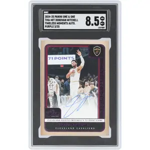 Donovan Mitchell Cleveland Cavaliers Autographed 2024-25 Panini One & One Cleveland Salutes Mitchell's 71 Point Game Purple #TMA-MIT #3/35 SGC Authenticated 8.5 Card - Fanatics Authentic Certified