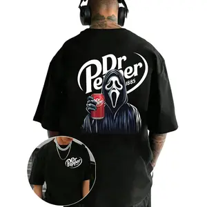 Dr. Pepper Ghost Face Horror Halloween Double-Sided T-Shirt, Dr. Pepper Men And Women T-Shirt, Halloween T-Shirt, 180g Thick Cotton T-Shirt, Couple Fashion Casual Exquisite Cotton T-Shirt