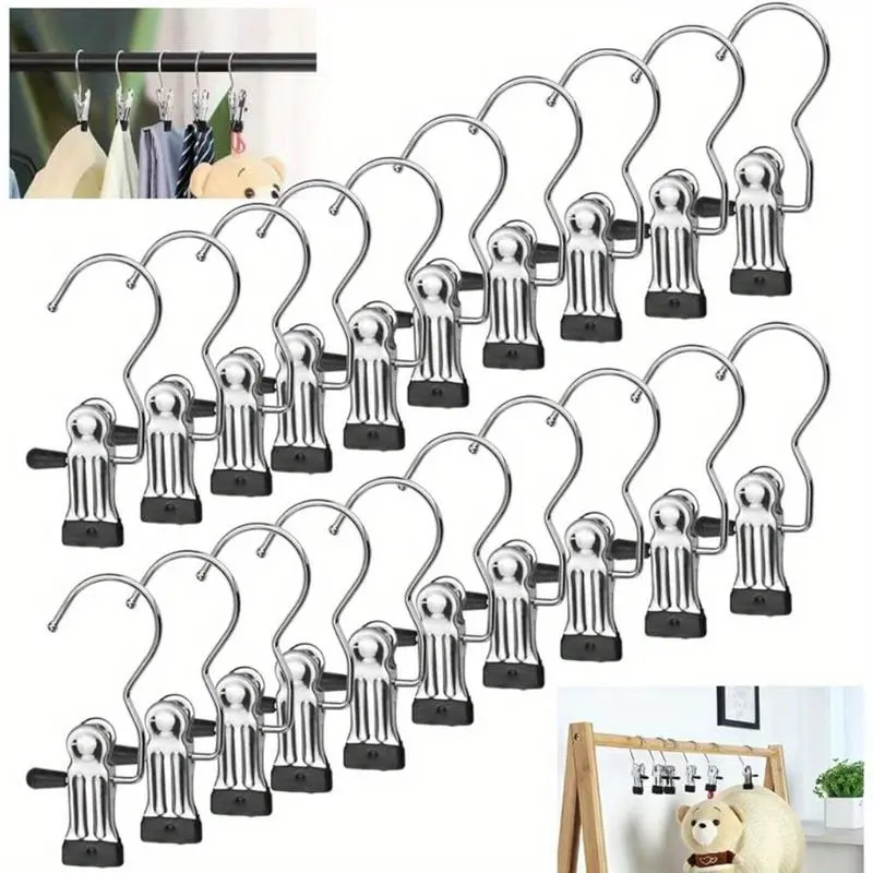 30-Piece Durable Metal Home Storage Hook Set - Premium Sturdy Stainless Steel Letter Hangers & Pegs, Non-Slip, Rust-Resistant, Hangable for Clothes, Bags, Bathroom Towels, Laundry Organization
