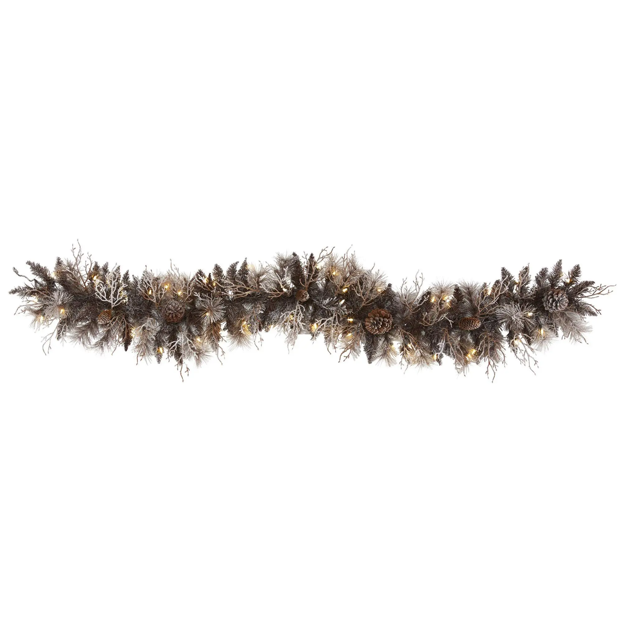 Nearly Natural 6 Ft. Flocked Christmas Garland w/50 LED
