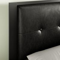 Square-Tufted Black PU Leather